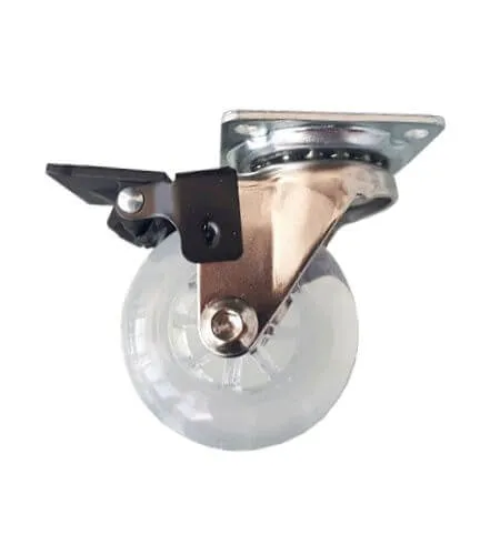 Rodízio de Ferro 50Mm com Roda Gel Transparente com Freio com 1 Peça - Indart
