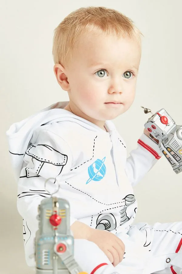 Macacão Longo Bebê Astronauta Fantasia Branco - M