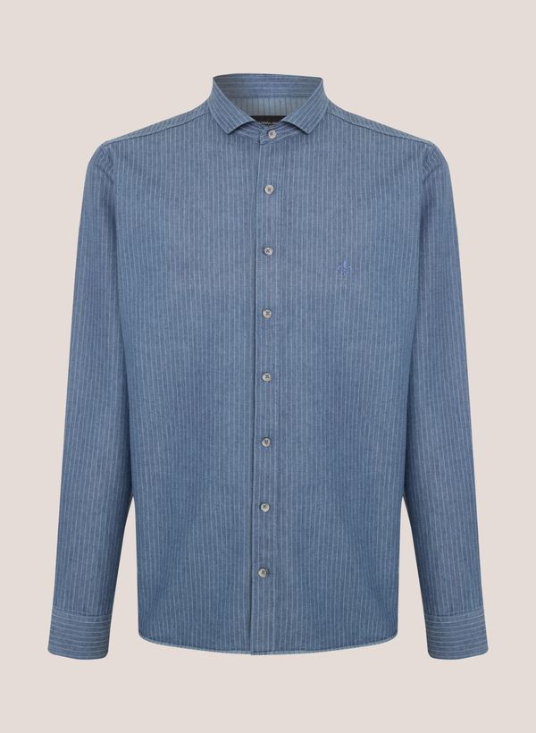 Camisa Jeans Slim Fit Listrada Dudalina Masculina 2