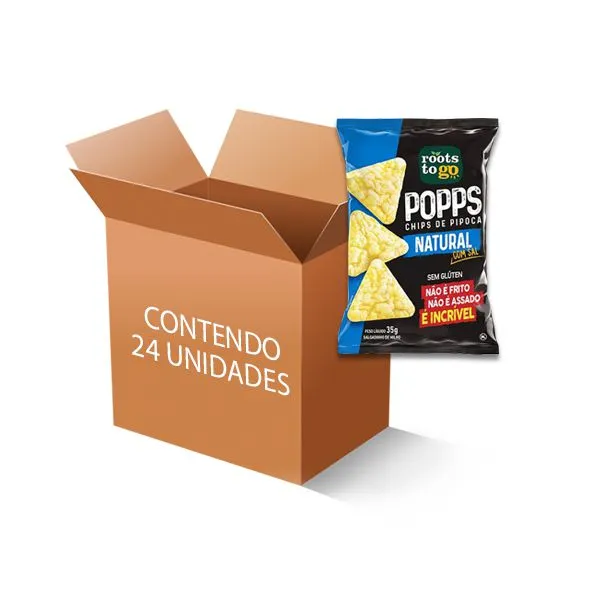 Popps Chips de Pipoca Natural Roots to go contendo 24 unidades de 35g