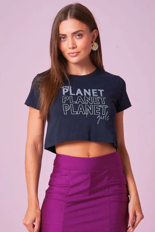 Cropped Feminino Logo Always Planet Girls Preto M