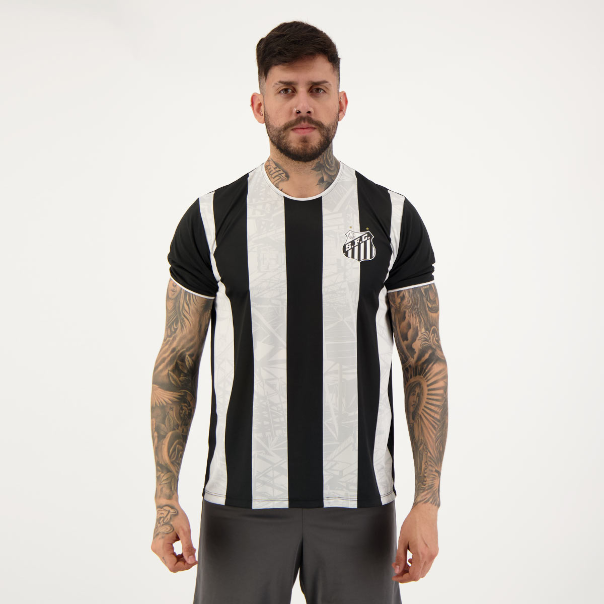 Camisa Santos Poetry Preta e Branca