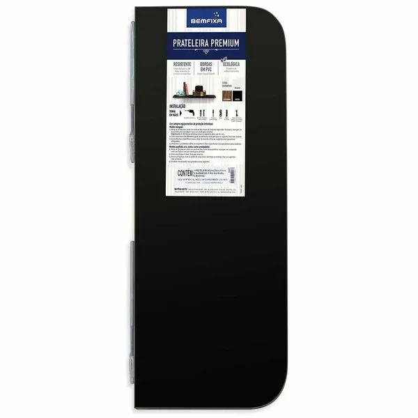 Prateleira Bemfixa 28x28x1,5cm Preto 9897