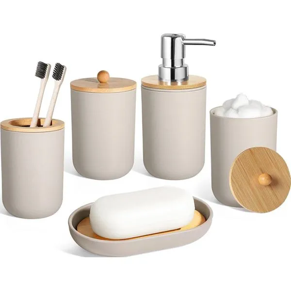 Conjunto para Banheiro 5 Peças Alpiriral de Cerâmica Bege A-BI