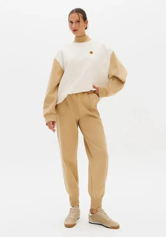 Calça Jogging Em Moletom Bege PP
