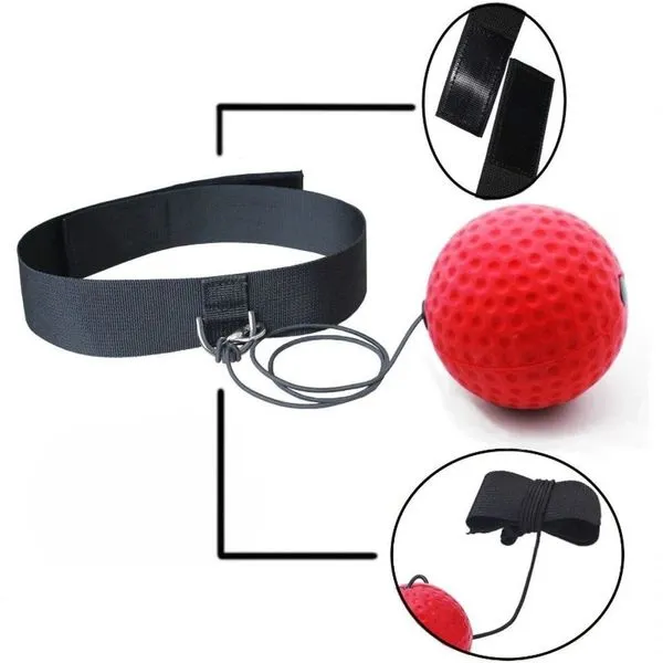 Bola de Boxe para Treinamento de Reflexo com Faixa de Cabeça Vermelho e Preto GXM Bola de Boxe para Reflexo com Faixa de Cabeça para Agilidade Vermelho GXM