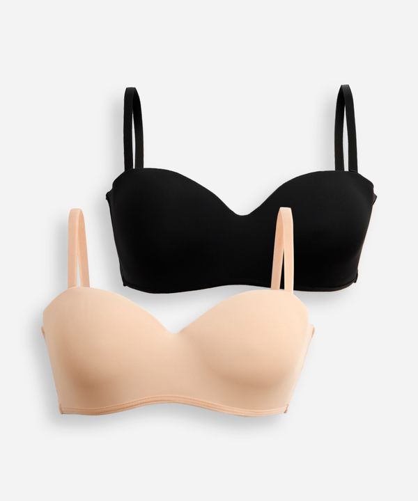 kit de 2 sutiãs femininos meia taça alça removível colorido 40