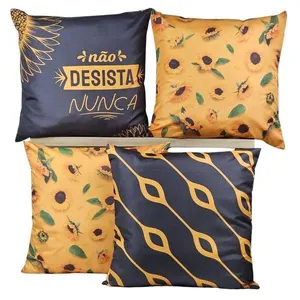 Kit 4 Capas De Almofadas Decorativa - Girassol