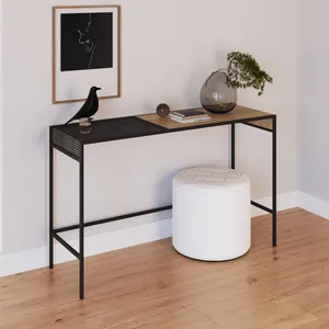Aparador Industrial Retrô Madeira/Aço 120cm York Hanover/Preto