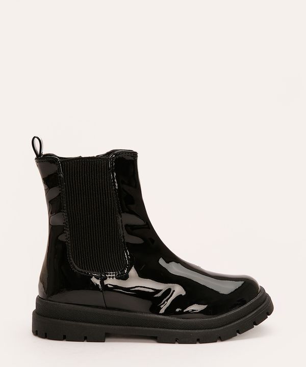 bota chelsea infantil em verniz preto 35