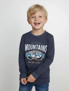 Camiseta Manga Longa Infantil Para Menino - MARINHO 8