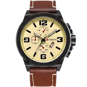 Relógio Masculino De Quartzo Mostrador Militar À Prova Da Água Design Esportivo Bege