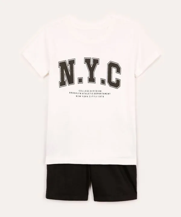 conjunto infantil curto nyc off white 1