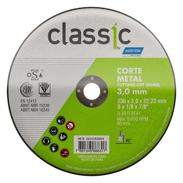 Disco de corte para uso geral 229x22,2x3mm AR302 Norton