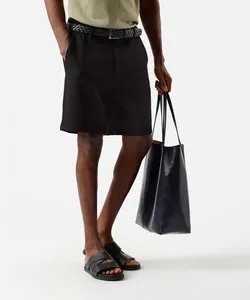 bermuda reta masculina texturizada cós elástico preta 42