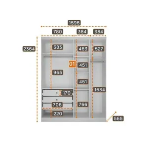 Modulado de Closet Linea 6 Gavetas 12 Prateleiras MDF Branco Espelhado Móveis Novo Horizonte Modulado de Closet Linea 6 Gavetas MDF Branco Espelhado Móveis Novo Horizonte