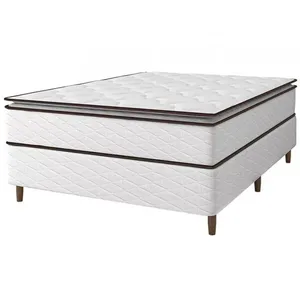 Cama Box de Casal Umaflex New Itália Molas Ensacadas e Pillow Top D26 Branco com Marrom