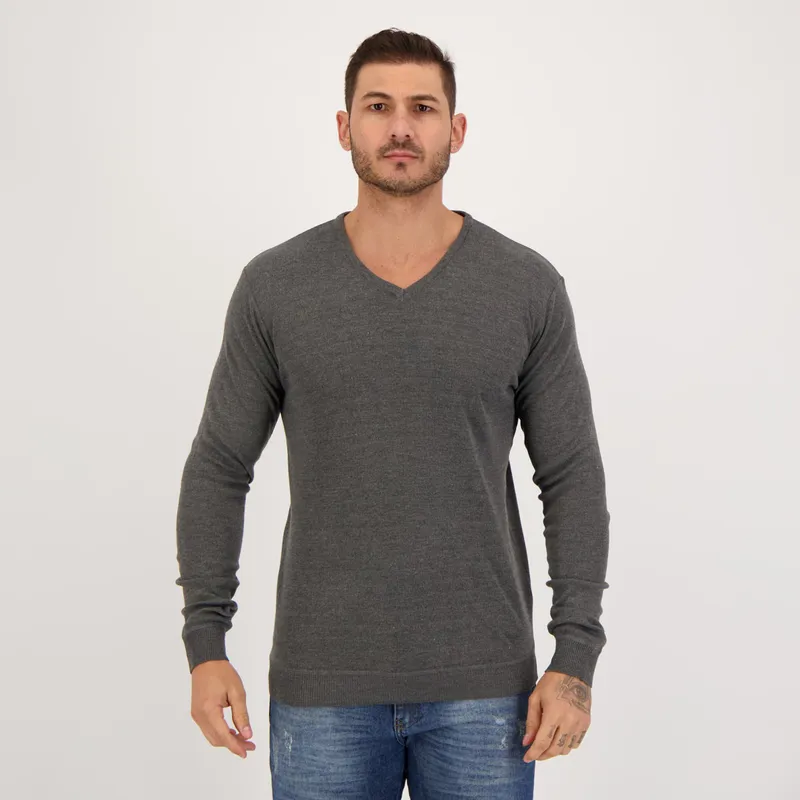 Suéter Balboa Basic Smooth Mescla Cinza Escuro