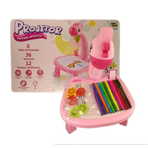Mesa de Desenhos Interativos Infantil Girafa Rosa para Aprendizagem e Desenvolvimento Rosa Smart Bracelet Projetor para Desenho Infantil Mesa de Desenhos Interativos com Estímulo à Concentração Rosa Smart