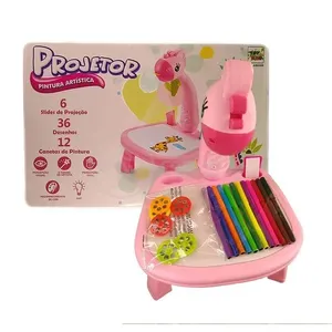 Mesa de Desenhos Interativos Infantil Girafa Rosa para Aprendizagem e Desenvolvimento Rosa Smart Bracelet Projetor para Desenho Infantil Mesa de Desenhos Interativos com Estímulo à Concentração Rosa Smart
