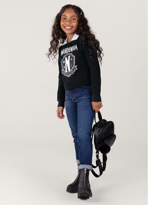 Blusão Moletom Wandinha Infantil Menina Brandili - 8