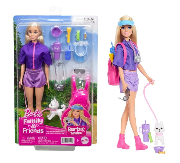 Boneca Barbie Malibu Aventuras ao Ar Livre c/ Cachorro - Mattel
