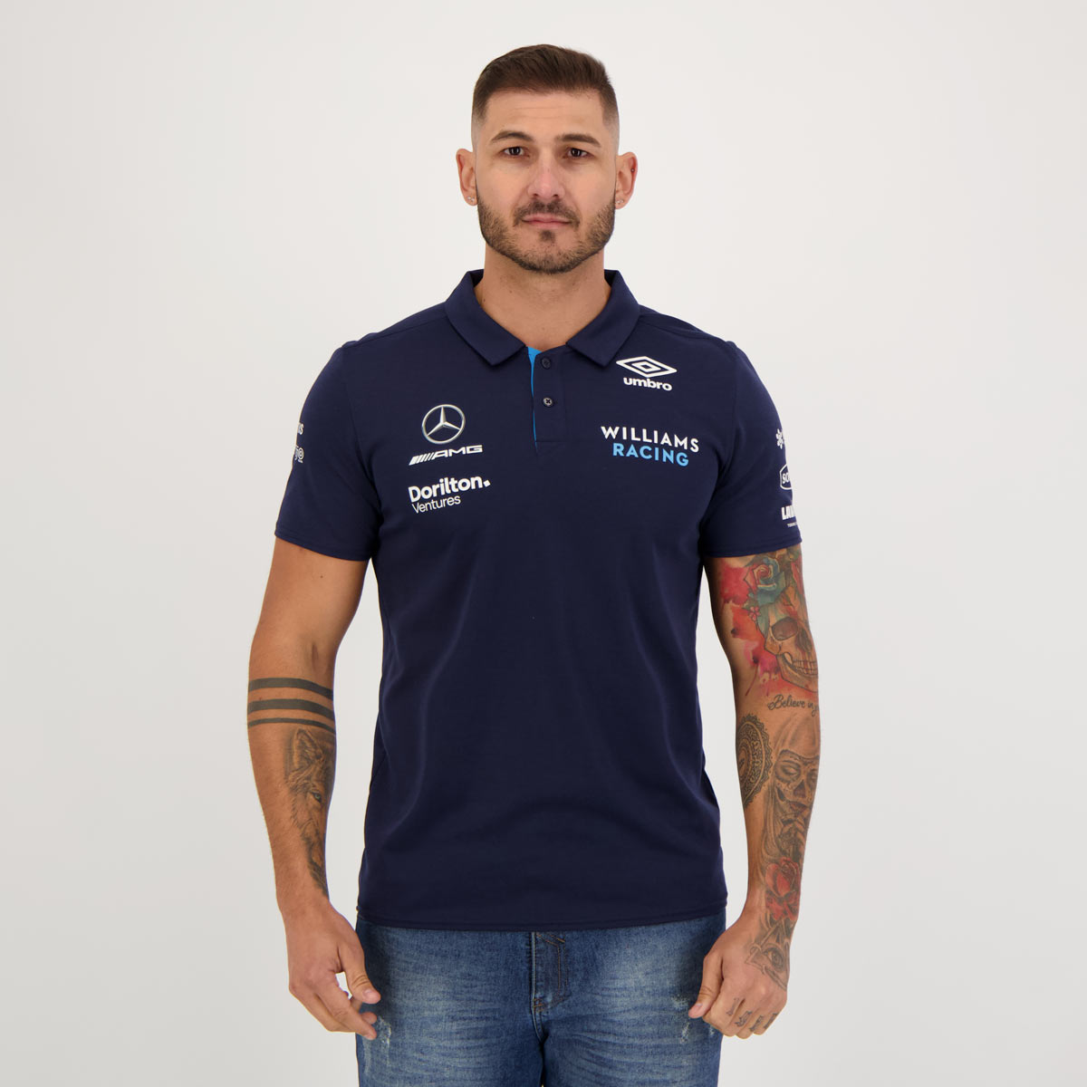 Camiseta Polo Umbro Williams Media Marinho