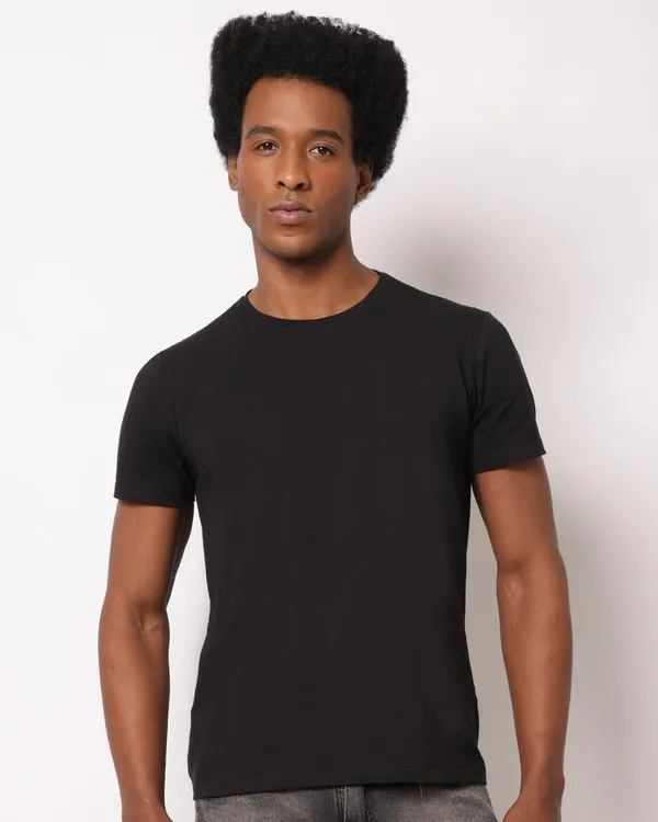 Camiseta Masculina Básica Algodão Preta GG