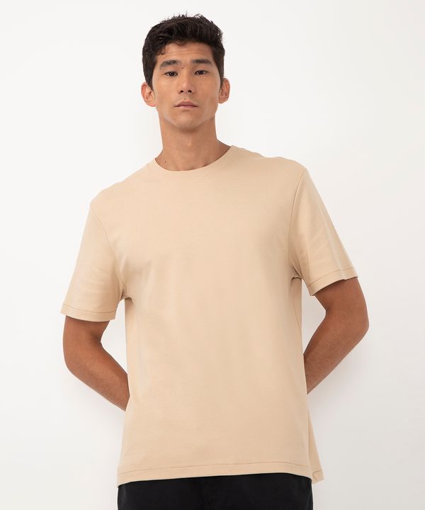 camiseta de algodão peruano bold manga curta bege P