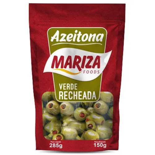 Azeitona Verde Recheada Mariza 150g Caixa com 24 Pouches