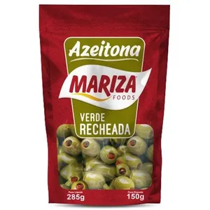 Azeitona Verde Recheada Mariza 150g Caixa com 24 Pouches