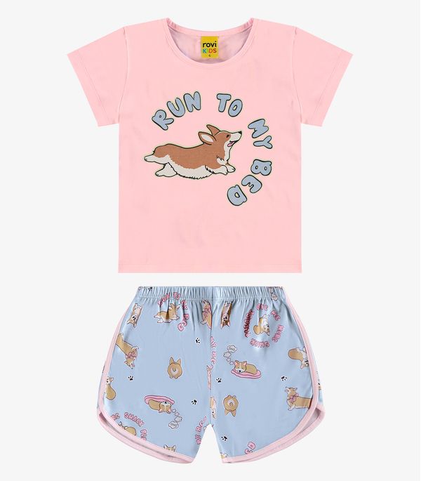 Pijama Infantil Menina Meia Malha Rovi Kids Azul 8