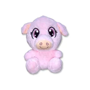 Porco Rosa de Pelúcia Sentado 25cm Olhos Bordados Fofinho Macio