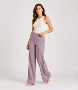 Calça Feminina Em Moletom Com Bolsos Rovitex Marrom G