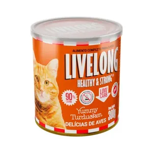 Ração Úmida Natural para Gatos Livelong Yummy Turducken Delícias de Aves 300g