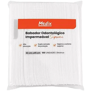 Babador Odontológico Impermeável Supreme Branco - 100 unid