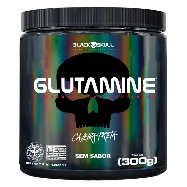 Glutamine - Glutamina - 300g - Black Skull Glutamine 300g Caveira Preta