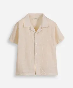 camisa infantil de algodão bordada bege 12