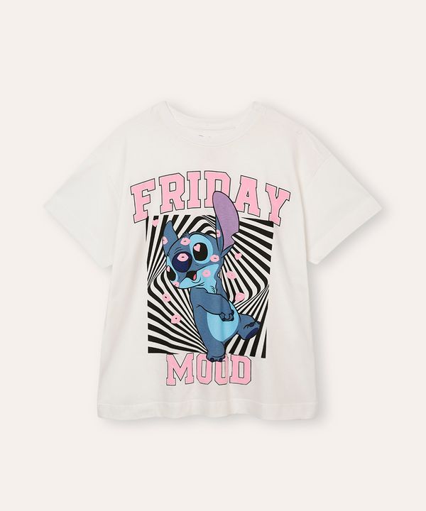 camiseta de algodão friday mood stitch off white 16