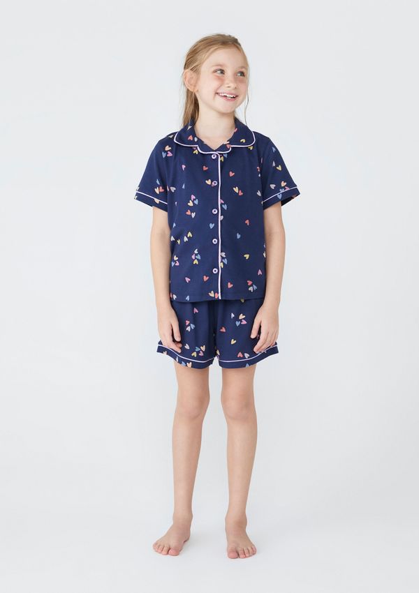 Pijama Infantil Menina Curto Estampado - Azul 016