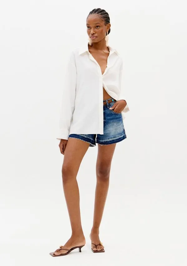Short Jeans Grandfather Com Cintura Alta Azul 42