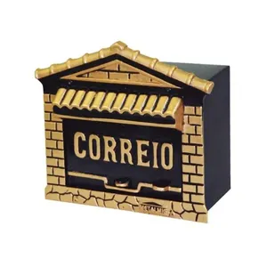 Caixa de Correio para Cartas Portuguesa Detrás 13x24x17cm Abertura por Trás Dourado Metalmig Caixa de Correio para Cartas Portuguesa Detrás 13x24x17cm Dourado Metalmig