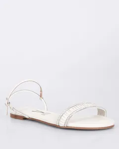 Sandália Rasteira Feminina Vizzano Tiras Com Strass Off White 39