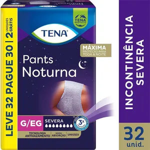 Roupa Íntima Descartável Tena Pants Noturna Incontinência Urinária Severa G/EG 32 Unidades