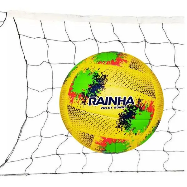 Kit Bola De Vôlei Rainha Sunny + Rede Vôlei Master Rede Seda 5m 1 Faixa Sintética Amarelo + Branco Tamanho único