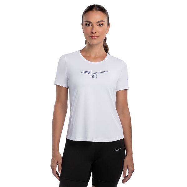 Camiseta de Corrida Feminina Mizuno Focus Stamp P Branco
