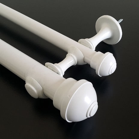 Kit Varão p/ Cortina Duplo 3m Ø19 28mm Branco Perfitec