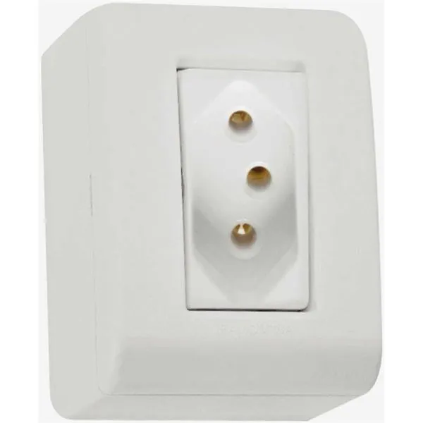 Tomada Lizflex Sobrepor 2P+T Nbr/20A Branco com caixa 57304/003 - - Tramontina Eletrik
