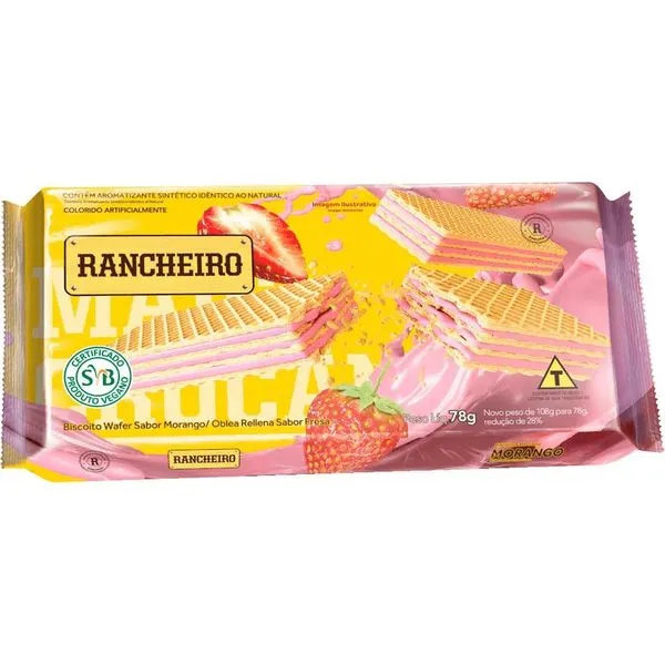 Wafer Rancheiro Morango 78g WAFER RANCHEIRO 78G MORANGO