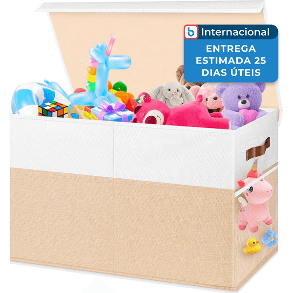 Baú Para Brinquedos Grande E Dobrável Mabahoo Bege/Branco A-MBI